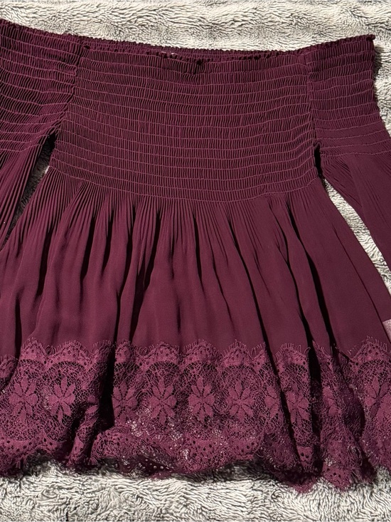 Charlotte Russe Tops - Charlotte Russe Off-Shoulder Burgundy Lace Trim Blouse